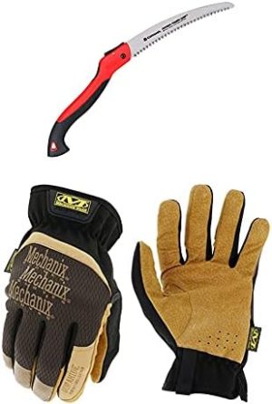 Kertészeti fűrészek | Rs 7265D Razortooth összecsukható metszőfűrész, 10 hüvelyk + Mechanix Wear: Durahide Fastfit bőr munkakesztyű (XXL, barna/fekete) (LFF-75-012) Kertészeti fűrészek Kertészeti fűrészek