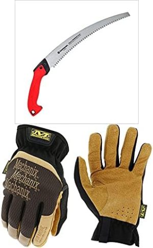 Kertészeti fűrészek | Rs16020 Fogazott Ágnyeső Fűrész, 14 Hüvelyk, Ívelt Kés + Mechanix Wear: Durahide Fastfit Bőr Munka Kesztyű (Kicsi, Barna/Fekete) (Lff-75-008) Kertészeti fűrészek Kertészeti fűrészek